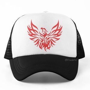 🆕Tribal Phoenix Bird Foam Trucker Hat Mesh Snapback Cap Black/White